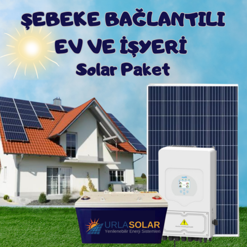 UrlaSolar Şebeke Bağlantılı 12KW Monofaze Hybrid Villa / Ev / İşyeri Solar Öz Tüketim Paket