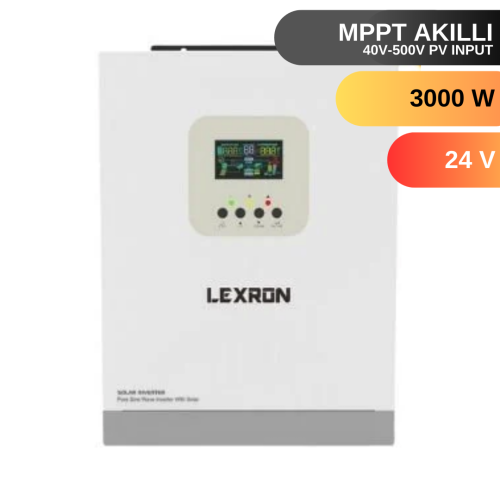 Lexron 3000 W Watt Mppt 24V Tam Sinus Akıllı Inverter HV 40-500V