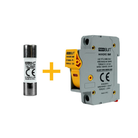 MEXXSUN DC Sigorta + Sigorta Yuvası (16A 1000V) - 12 Adet