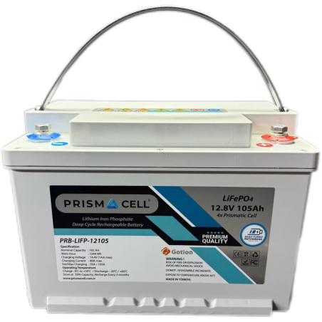 Prismacell Lifepo4 Akü 105A 105 Amper 12.8 Volt Lityum Marin, Karavan, 12V 100A Solar Akü Batarya