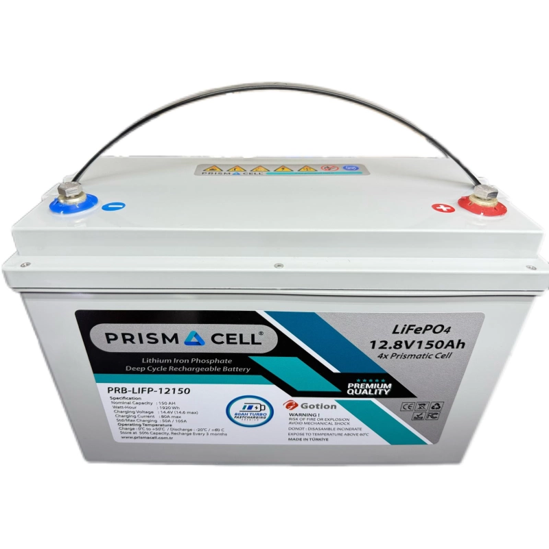 Prismacell LiFePO4 Akü 150A 12.8 Volt 2kWh Lityum Marin, Karavan, 12V 150 Amper Solar Akü Batarya