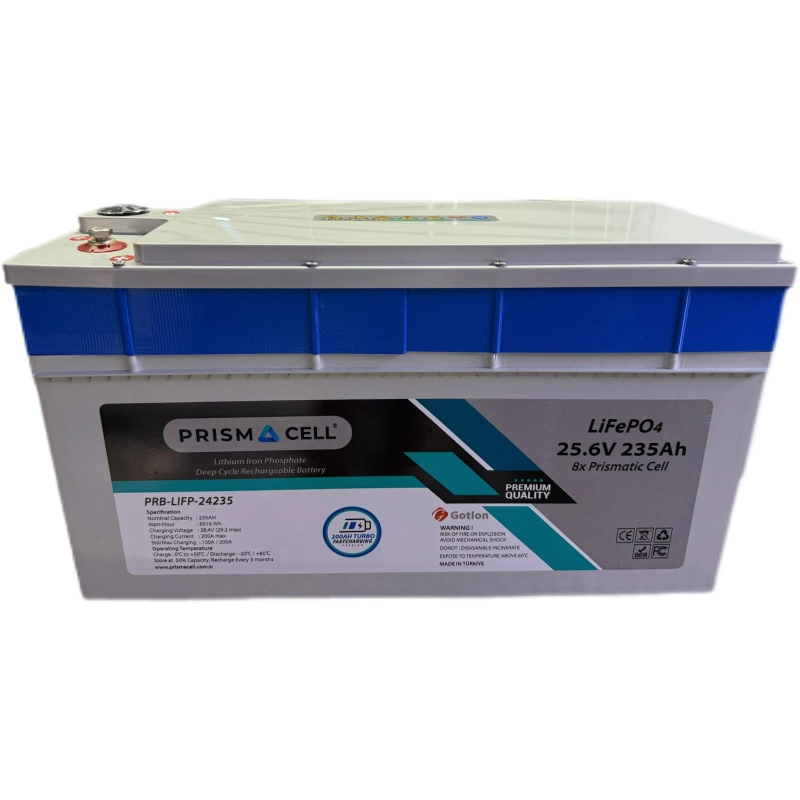 Prismacell Lifepo4 Akü 235A 235 Amper 25.6 6kWh Volt Lityum Marin, Karavan, 24V Solar Akü Batarya