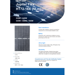 550w Esnek Güneş Paneli Marin / Karavan / Trapez Çatı / Branda Üstü Hafif ve Kolay Montaj Solar Panel HT72-18X NLM