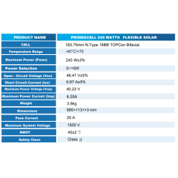 250 Watt Esnek Panel TOPCon Hücreli Yüksek Performanslı