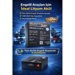 Lityum Tekerlekli Sandalye Aküsü Engelli Araba Aküsü 25.6 Volt 50 ah Lityum Hızlı Şarj