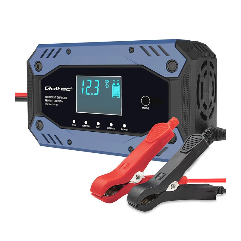 LiFePO4 12-24 Şarj Cihazı 10A LCD Ekranlı 9 Aşamalı Şarj