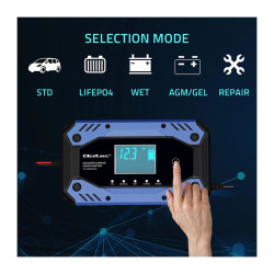 LiFePO4 12-24 Şarj Cihazı 10A LCD Ekranlı 9 Aşamalı Şarj