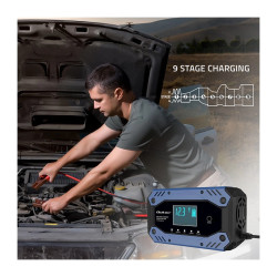 LiFePO4 12-24 Şarj Cihazı 10A LCD Ekranlı 9 Aşamalı Şarj