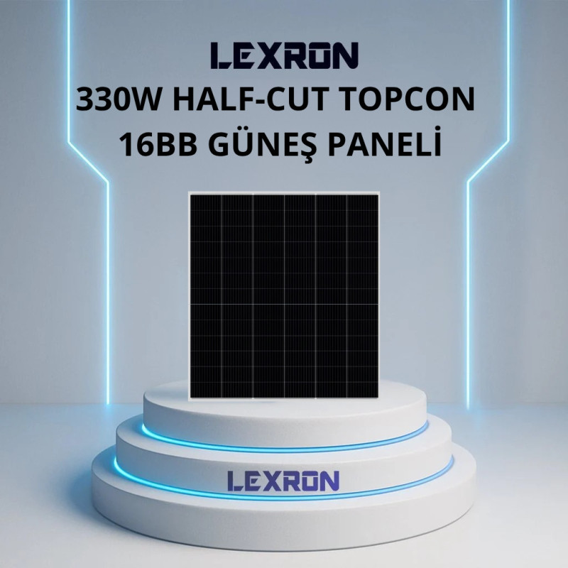 Lexron 330W 64 CELL 16BB HALF-CUT TOPCON GÜNEŞ PANELİ