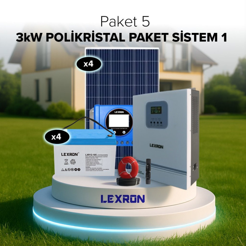 Urla Solar 3kW POLİKRİSTAL PAKET SİSTEM 1 (PAKET 5)