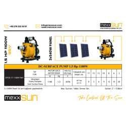 MEXXSUN DC Yüzey Pompa 1.5Hp 1100W (SFP20-17-1100W/96V)