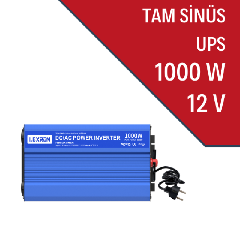 LEXRON 1000W 1KW 12V TAM SİNÜS İNVERTER (UPS)