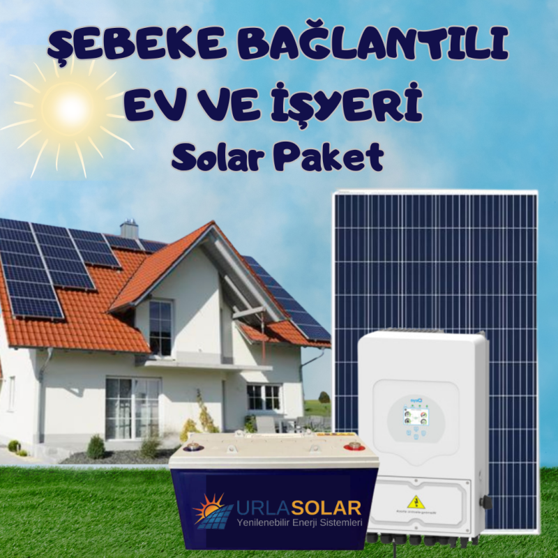 UrlaSolar Şebeke Bağlantılı 5KW Monofaze Hybrid Villa / Ev / İşyeri Solar Öz Tüketim Paket