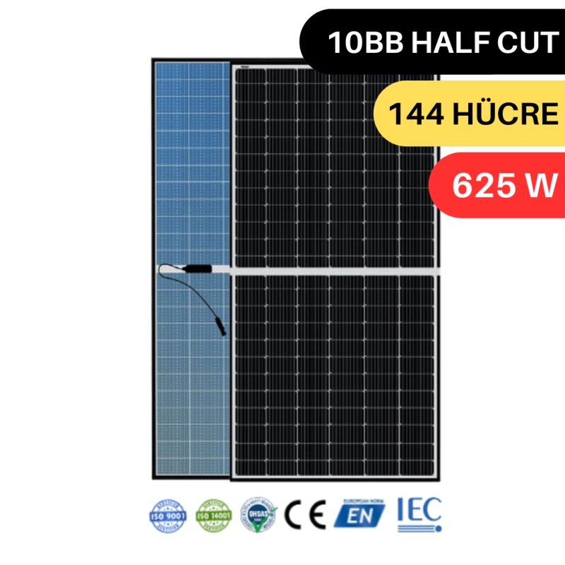 LEXRON 625W 10BB BIFACIAL HALF CUT MONOKRISTAL GÜNEŞ PANELİ