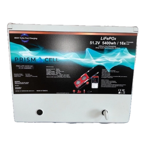Prismacell 51.2 105A 105 Amper LiFePo4 Akü ABS Kasa (48V 100 Amper Lityum Batarya) Solar Akü