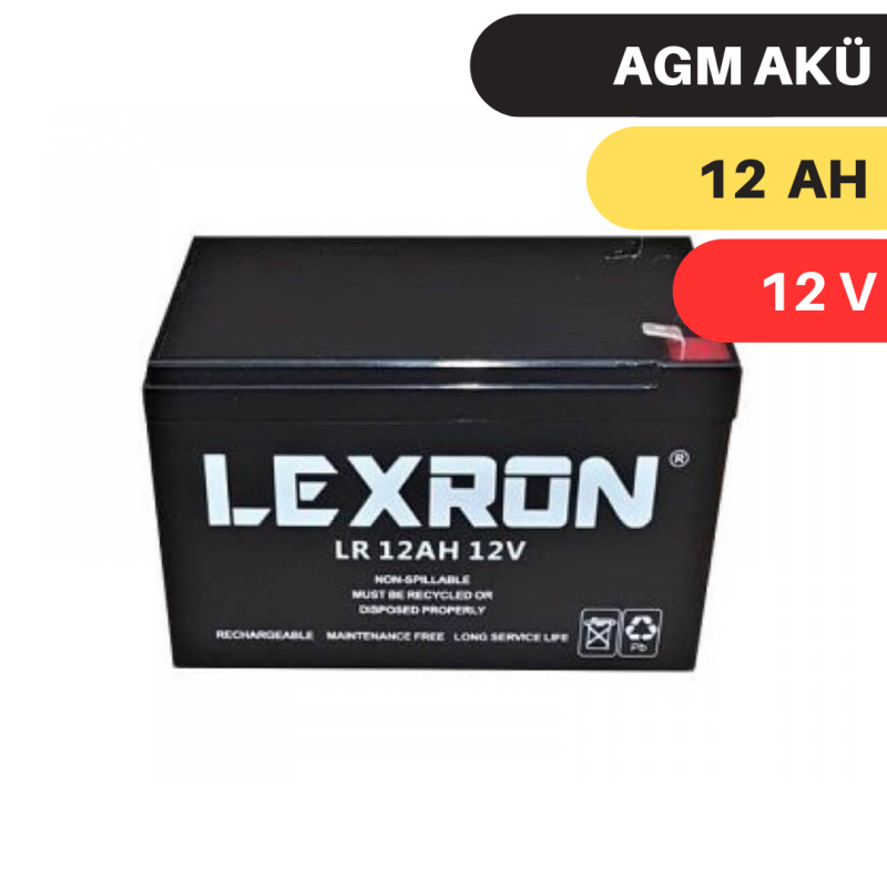 LEXRON 12A 12V KURU TİP AKÜ