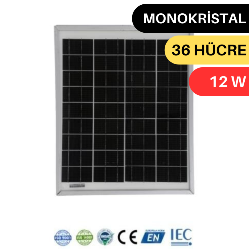 LEXRON 12W MONOKRISTAL GÜNEŞ PANELİ