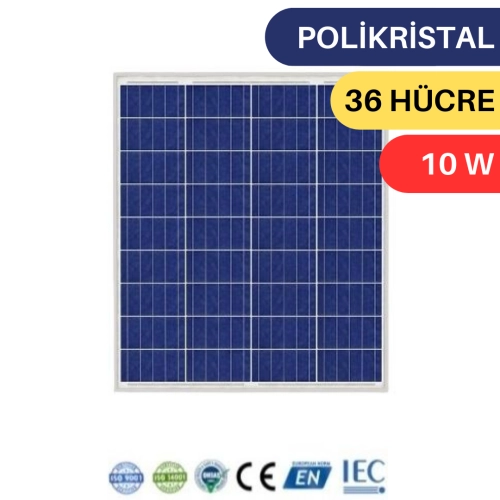 LEXRON 10W POLYKRİSTAL GÜNEŞ PANELİ