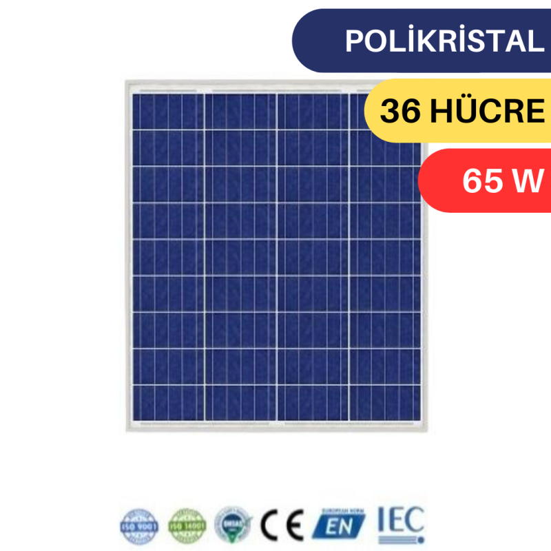 LEXRON 65W POLYKRİSTAL GÜNEŞ PANELİ